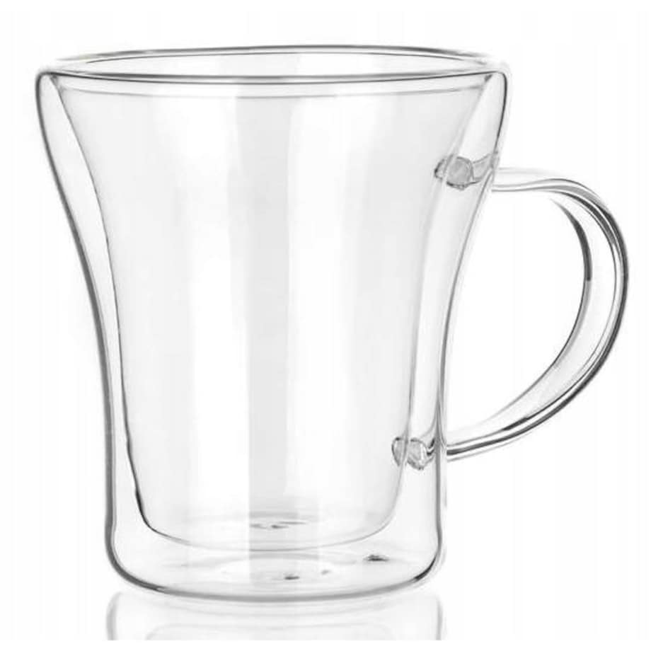 SZKLANKA Z UCHEM termiczna 200 ml podwójna ścianka na kawę herbatę zioła