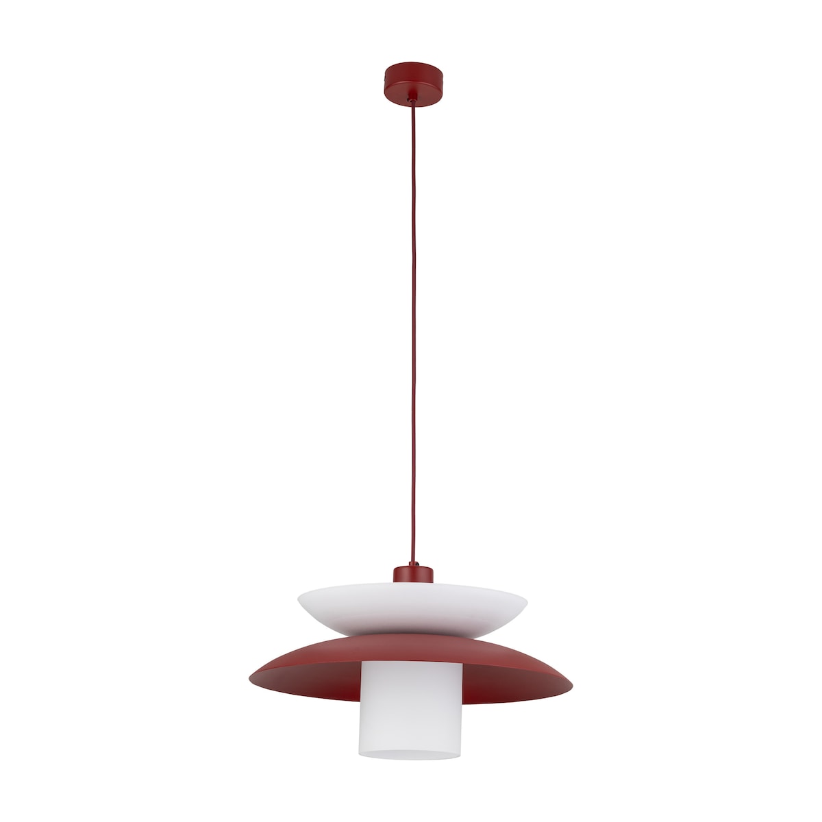 Lampa Wisząca Tk Lighting Verado Burgundowa Biała Metalowa Z Kloszem