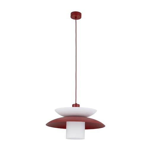 Lampa Wisząca Tk Lighting Verado Burgundowa Biała Metalowa Z Kloszem
