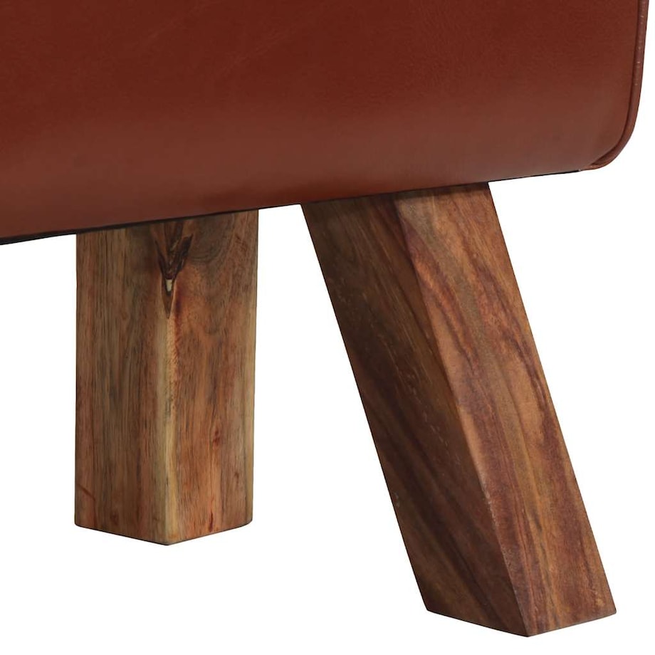 vidaXL Ławka vintage z uchwytami, naturalna kozia skóra