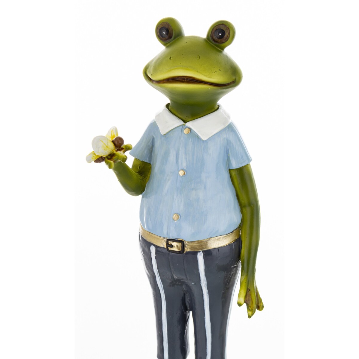 Dekoracja - Królowa żaba z małżonkiem 28x7,5x7 i 27,5x7,5x6 cm niebieska spódniczka