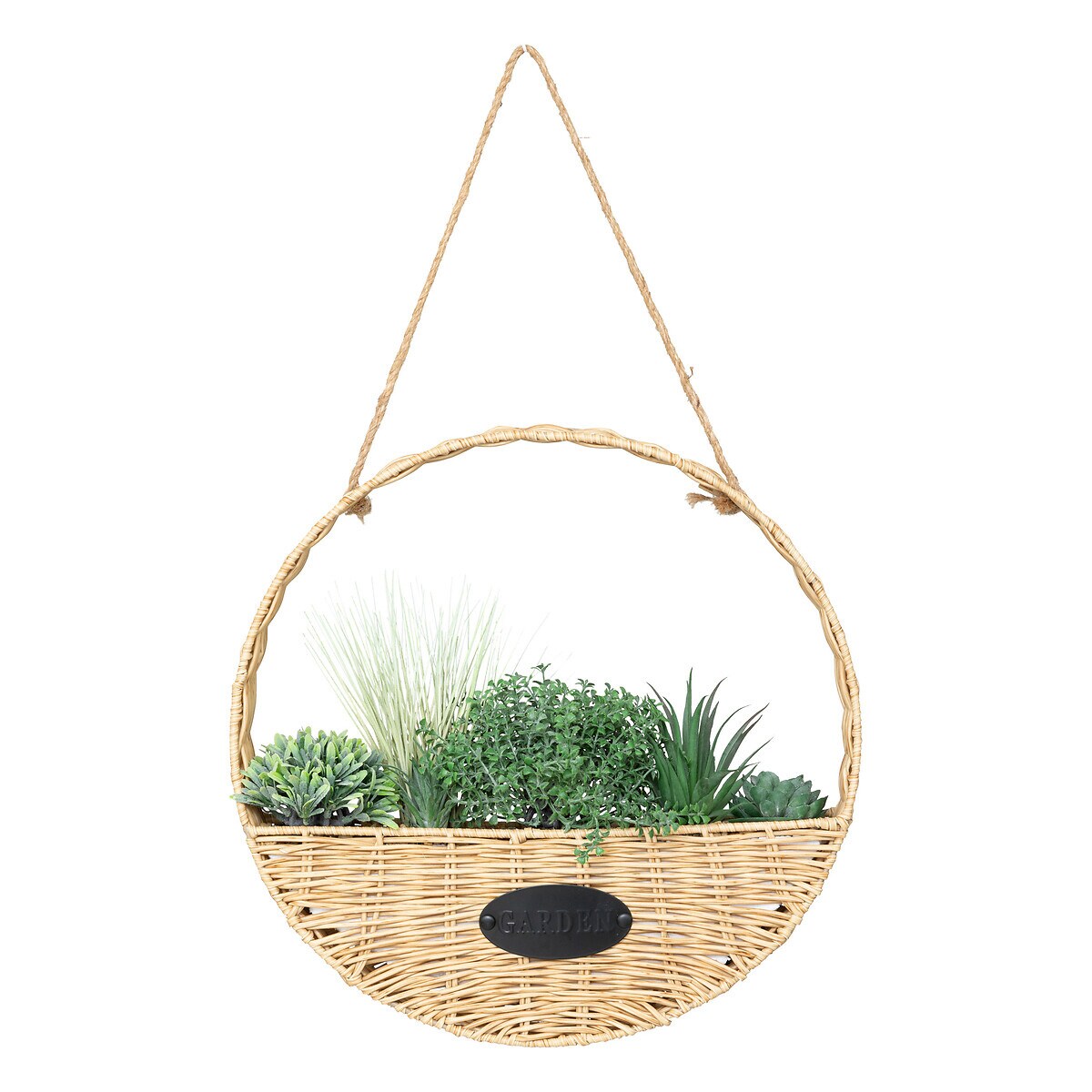 Sztuczna roślina wisząca w wiklinowym koszyku Ø 40 cm