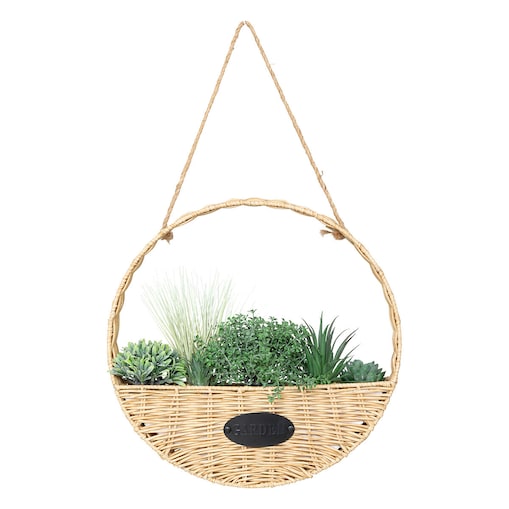 Sztuczna roślina wisząca w wiklinowym koszyku Ø 40 cm