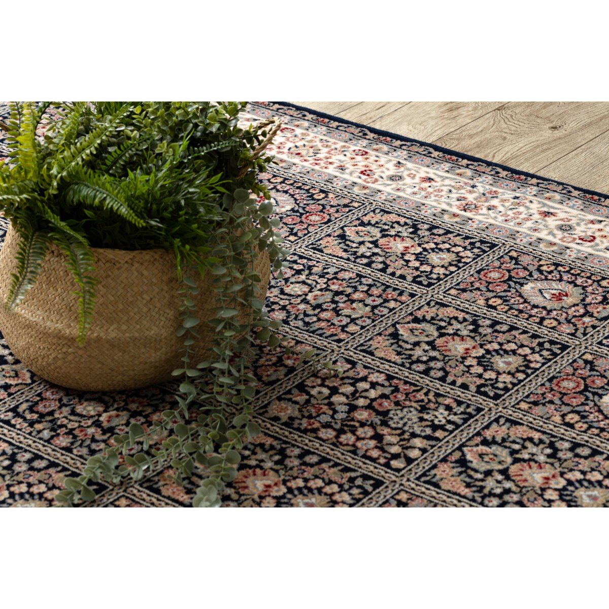 Dywan NAIN Kwiaty, ramka 1181/51011 granat / 80x150 cm