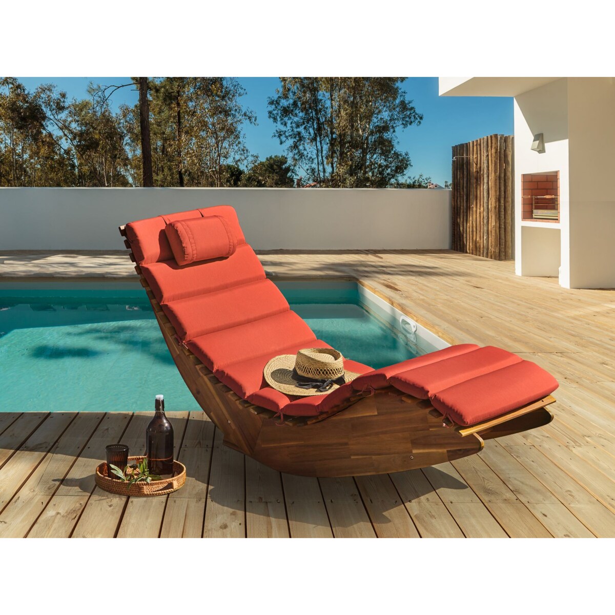 Poduszka na leżak ogrodowy BRESCIA PREMIUM 180 x 60 cm Czerwony