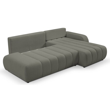 Narożnik z funkcją spania ALOO, prawostronny, tkanina boucle-szara