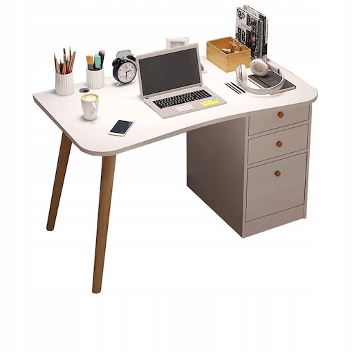 Biurko komputerowe do domu biura szuflady białe stolik 100 cm skandynawski
