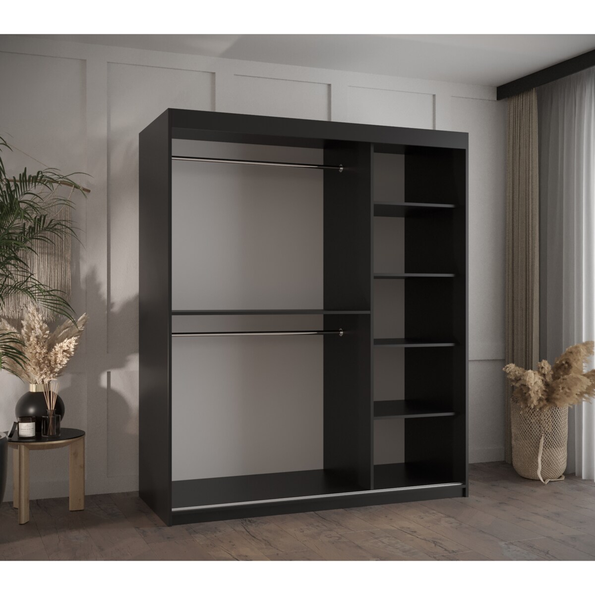 Szafa przesuwna Garderoba PLECIONKA WIEDEŃSKA 150 czarny