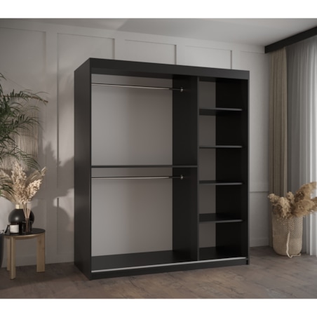 Szafa przesuwna Garderoba PLECIONKA WIEDEŃSKA 150 czarny