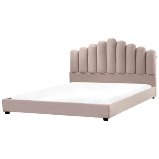 Łóżko Welur VINCENNES 180 x 200 cm Beżowoszary