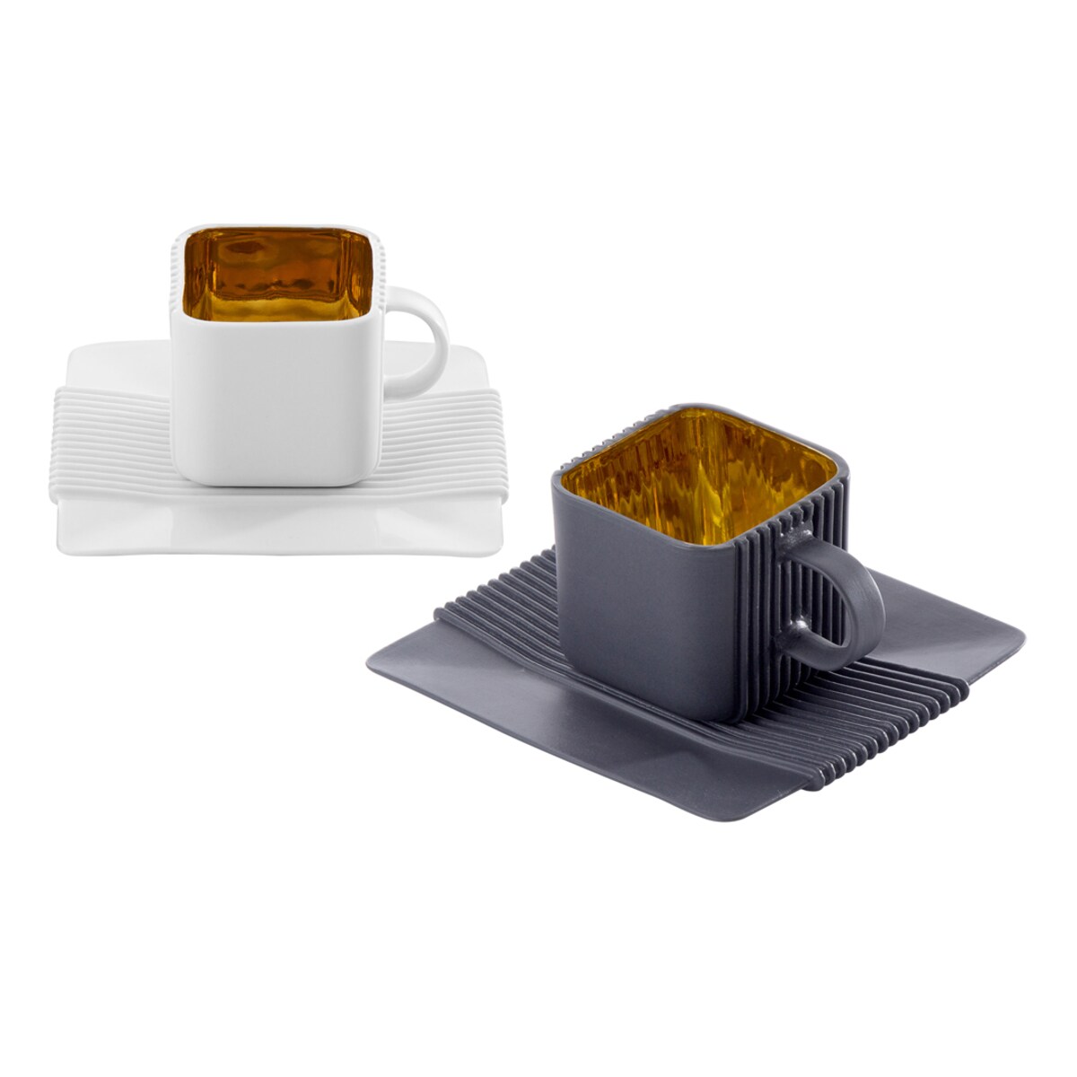 Filiżanka 110 ml ze spodkiem System czarna/złoty środek CD34