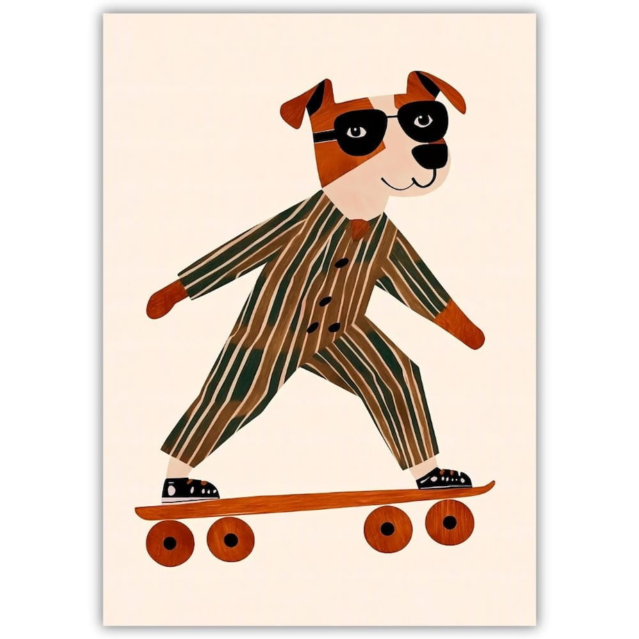 plakat pies na deskorolce 70x100
