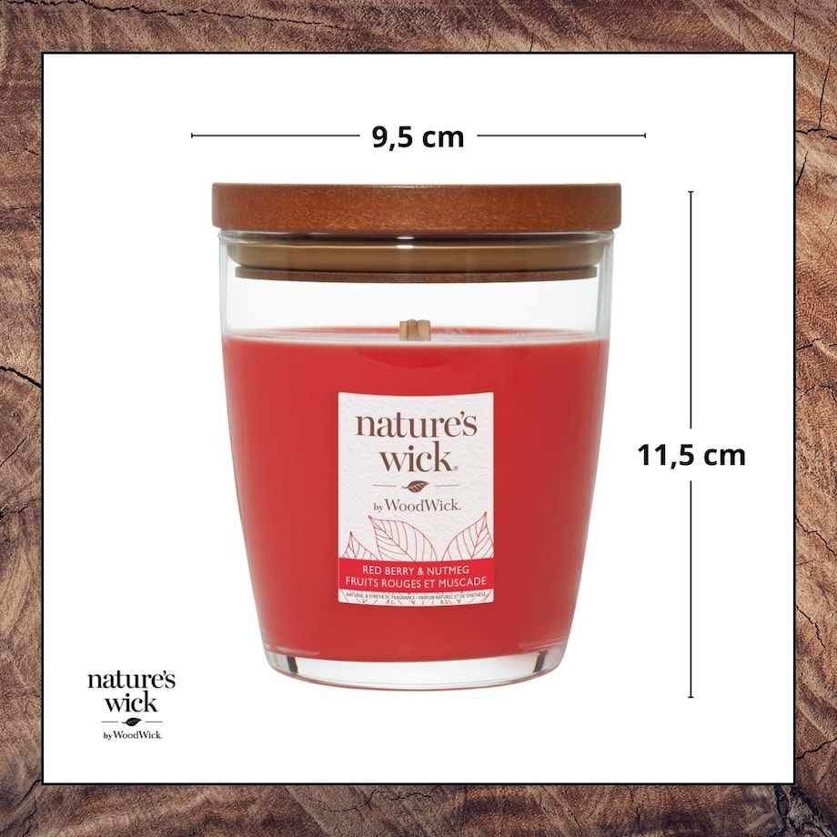 Natures Wick świeca średnia REDBERRY & NUTMEG