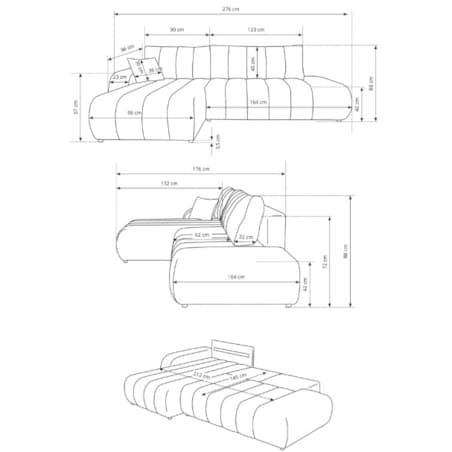 Narożnik z funkcją spania ALOO, lewostronny, tkanina boucle-kremowa