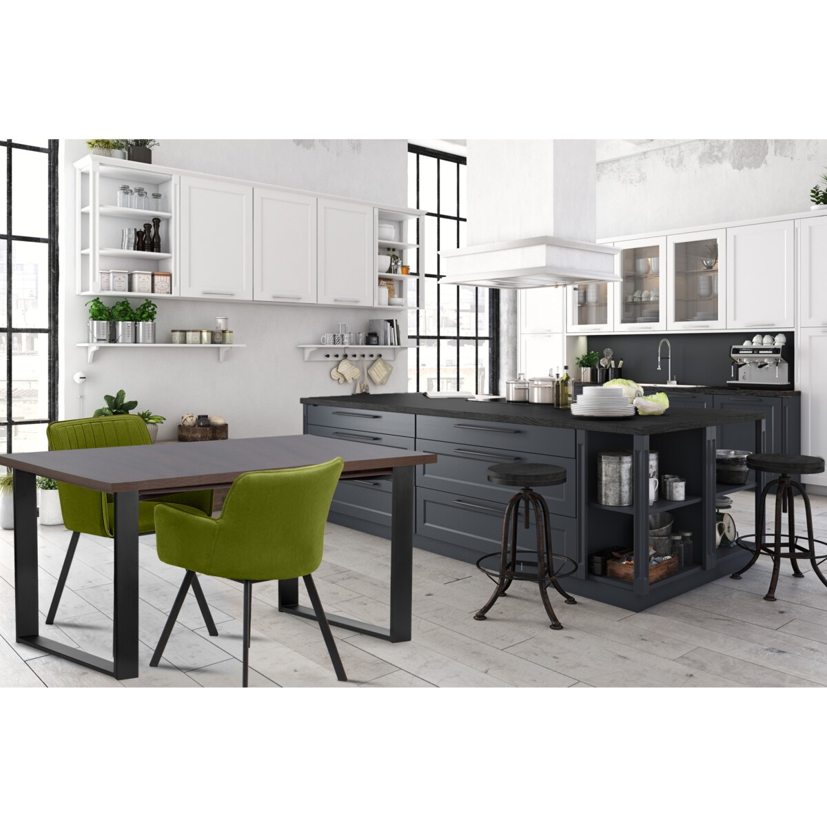 KONSIMO CETO Rozkładany stół w industrialnym stylu matowy ciemnobrązowy