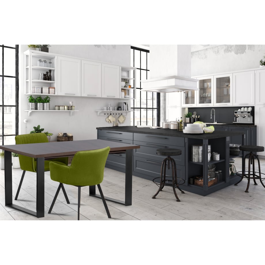 KONSIMO CETO Rozkładany stół w industrialnym stylu matowy ciemnobrązowy