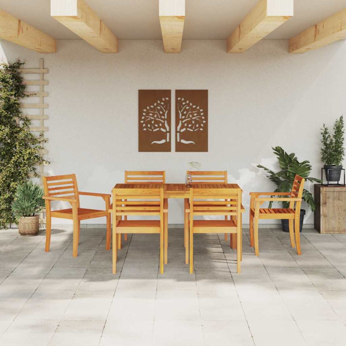 vidaXL Zestaw do jadalni w ogrodzie 7 pcs Brązowy lite drewno akacjowe