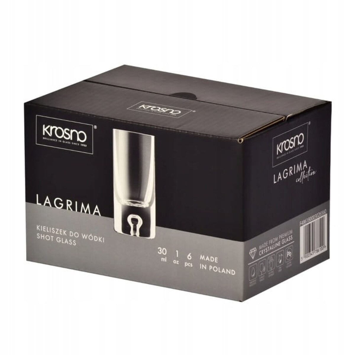 Kieliszki do Wódki Tequili Lagrima Krosno 6 szt 30 ml Proste z Grubym Dnem