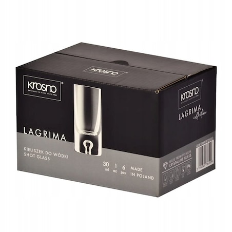 Kieliszki do Wódki Tequili Lagrima Krosno 6 szt 30 ml Proste z Grubym Dnem