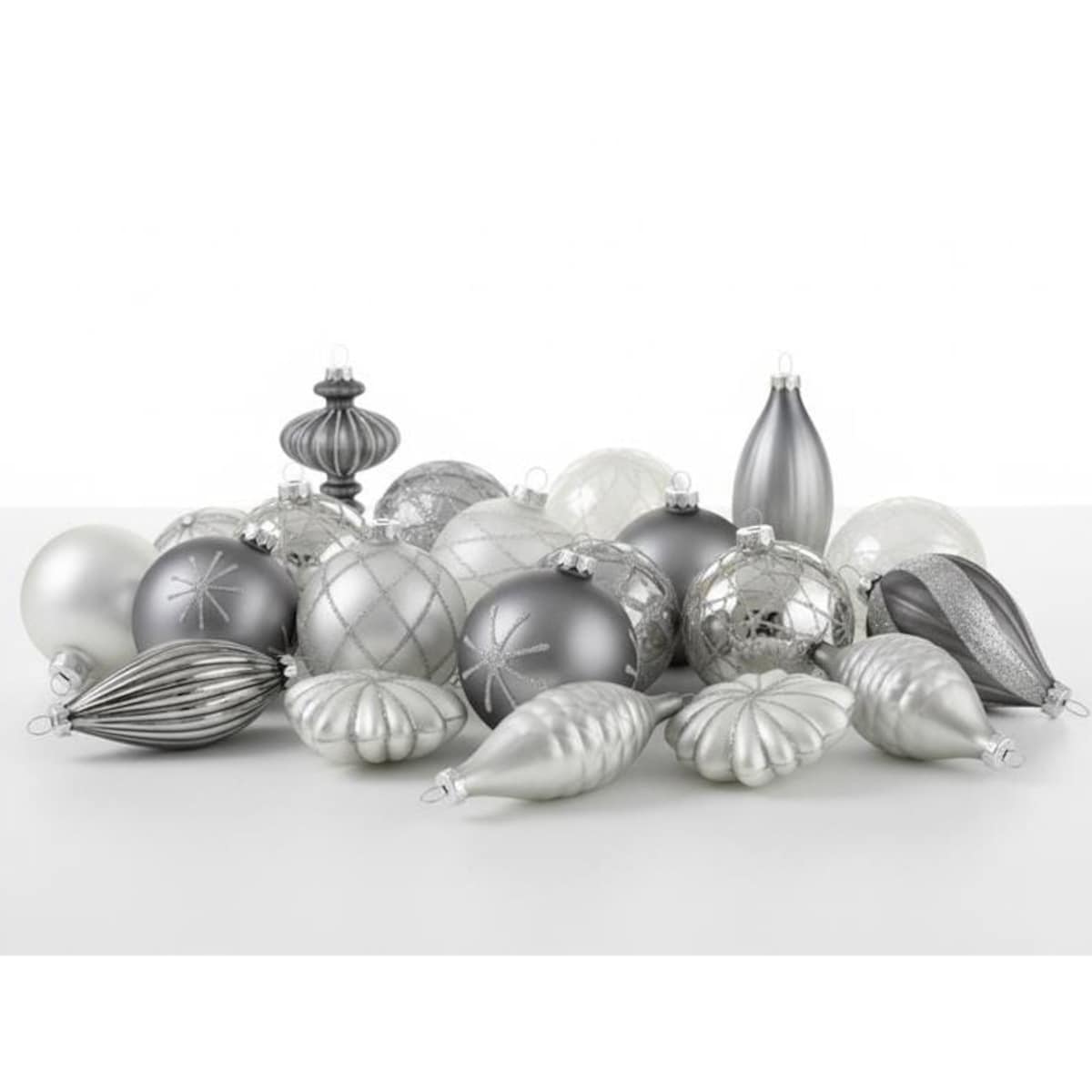Zestaw 35 bombek FROSTFALL Szkło Szary