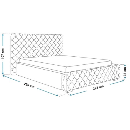 Łóżko sypialniane 200x200 BEN 12 stelaż metalowy- czarne