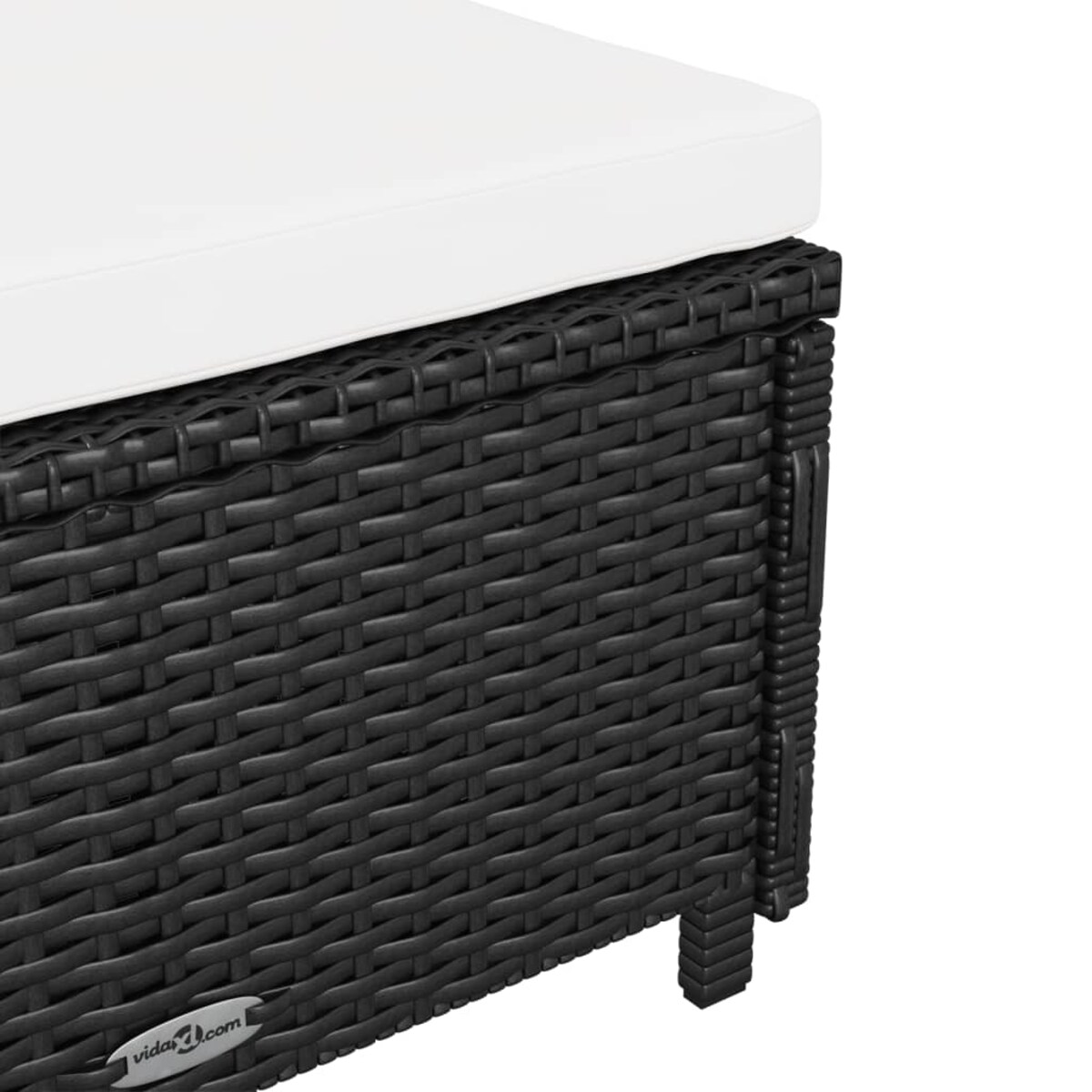 vidaXL Leżak ogrodowy z kremową poduszką, polirattan, czarny