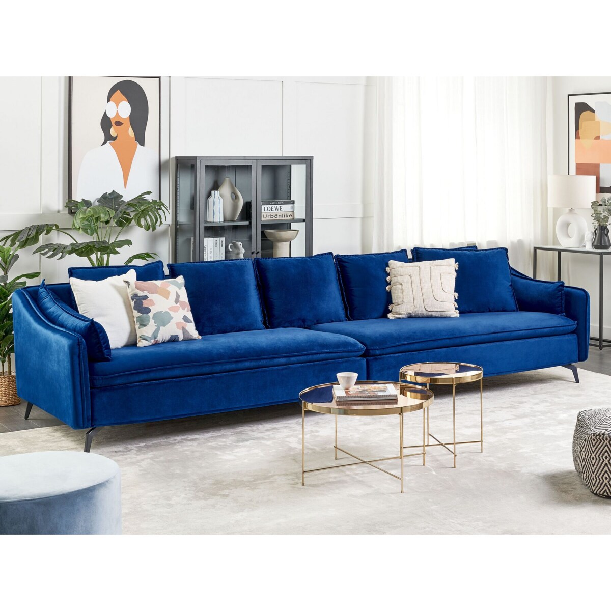 Sofa welurowa niebieska AURE