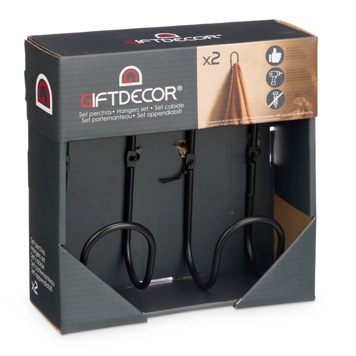 Wieszak na ręcznik, 2 sztuki, 7 x 6 x 15,5 cm