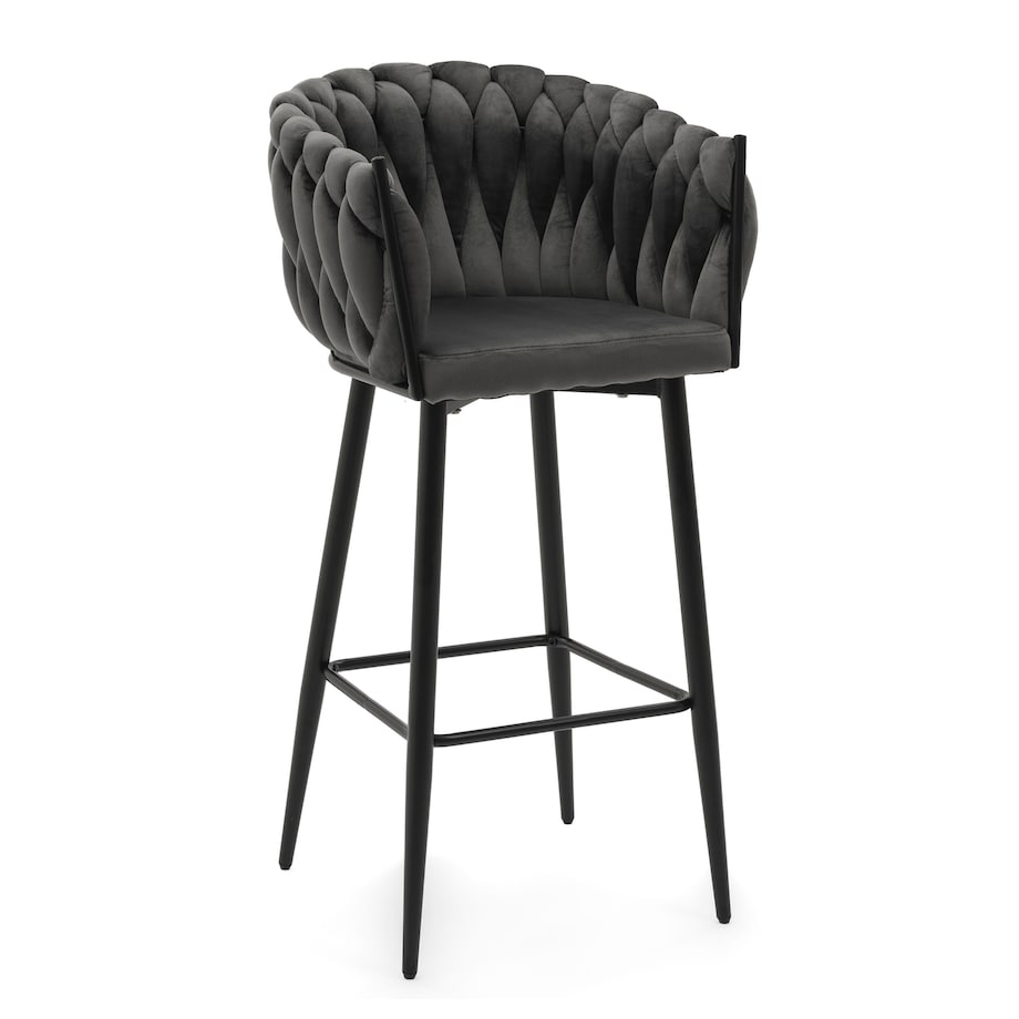 Hoker tapicerowany welurowy pleciony do salonu jadalni barowy glamour LATINA