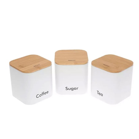 Zestaw 3 pojemników kawa herbata cukier biały KINGHOFF