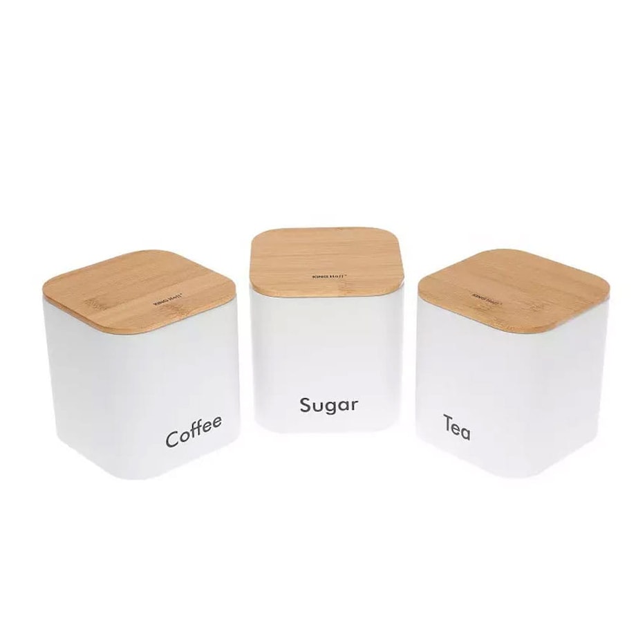 Zestaw 3 pojemników kawa herbata cukier biały KINGHOFF