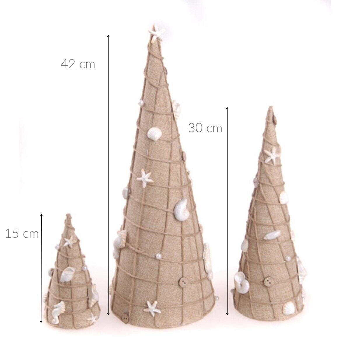 Zestaw trzech ozdobnych drzewek z motywem piaskowym