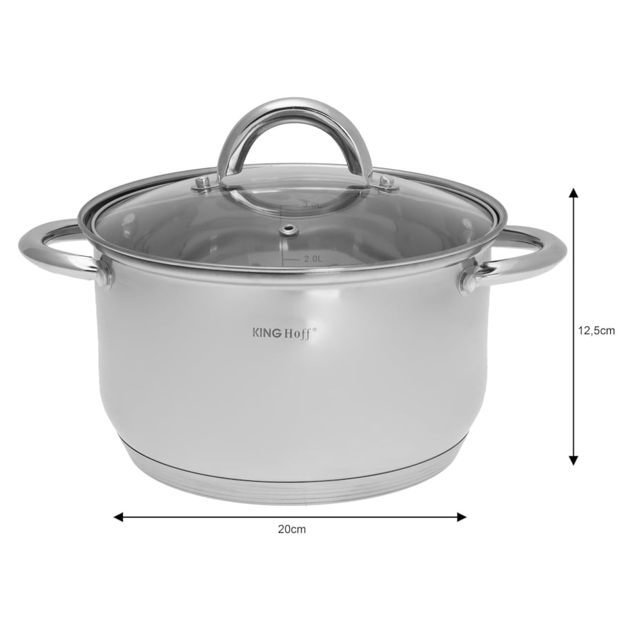 Zestaw garnków stalowych na indukcję 8 ele. 2.1/2.9/3.9/6.6L garnki komplet KINGHOFF Silver