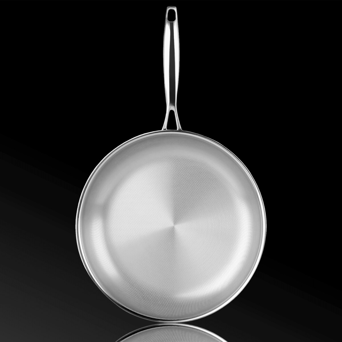 Profesjonalna patelnia stalowa Amitsu 28 cm z pokrywką Na indukcje Na gaz Nierdzewna