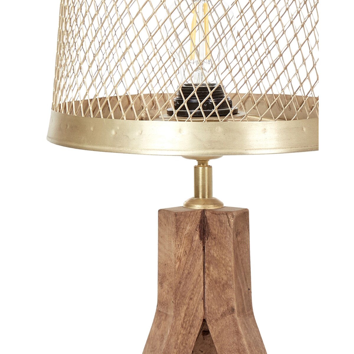 Lampa stołowa drewno mango ciemna z mosiężnym BEKI