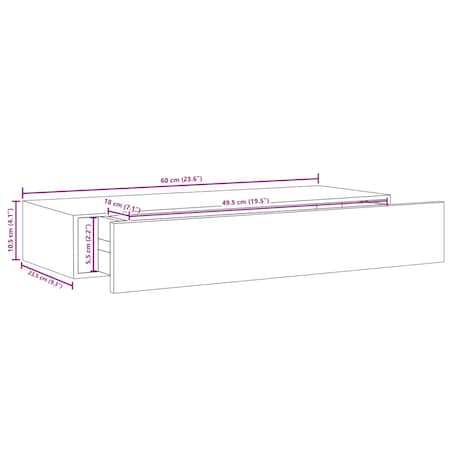 vidaXL Półki ścienne do szuflad 2 szt. Dąb i biel 60x23,5x10cm MDF