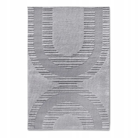 Dywan pluszowy do salonu 200x280cm, szary nowoczesny wzór boho 3D