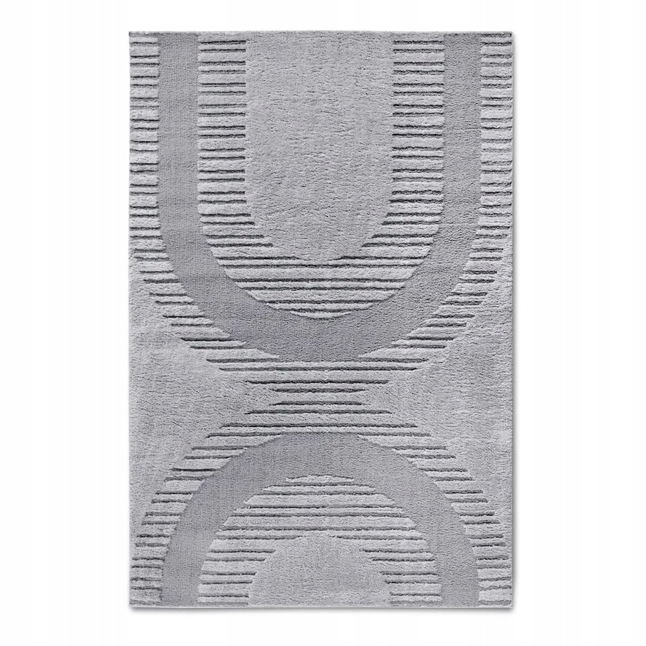Dywan pluszowy do salonu 200x280cm, szary nowoczesny wzór boho 3D