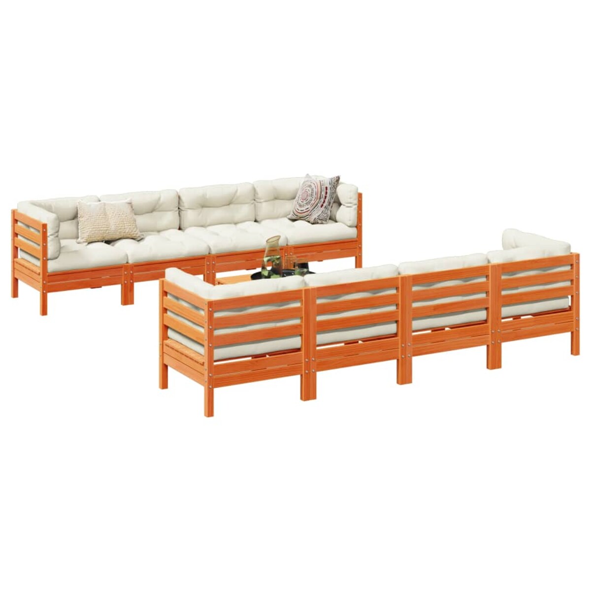 vidaXL 9-cz. zestaw wypoczynkowy do ogrodu, z poduszkami, woskowy brąz