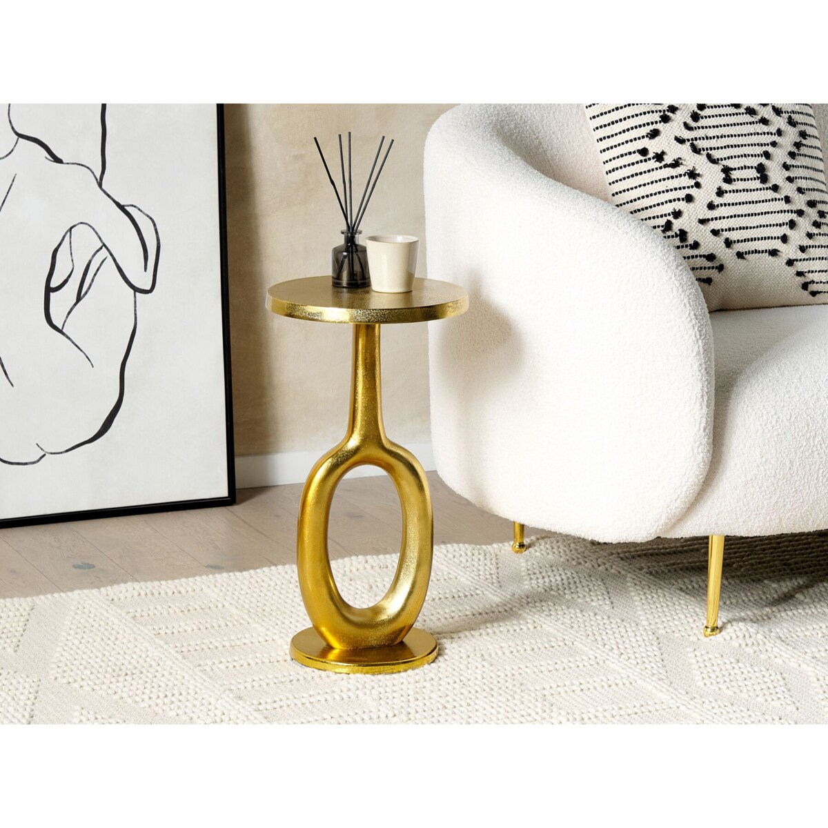 Stolik pomocniczy metalowy złoty APITI