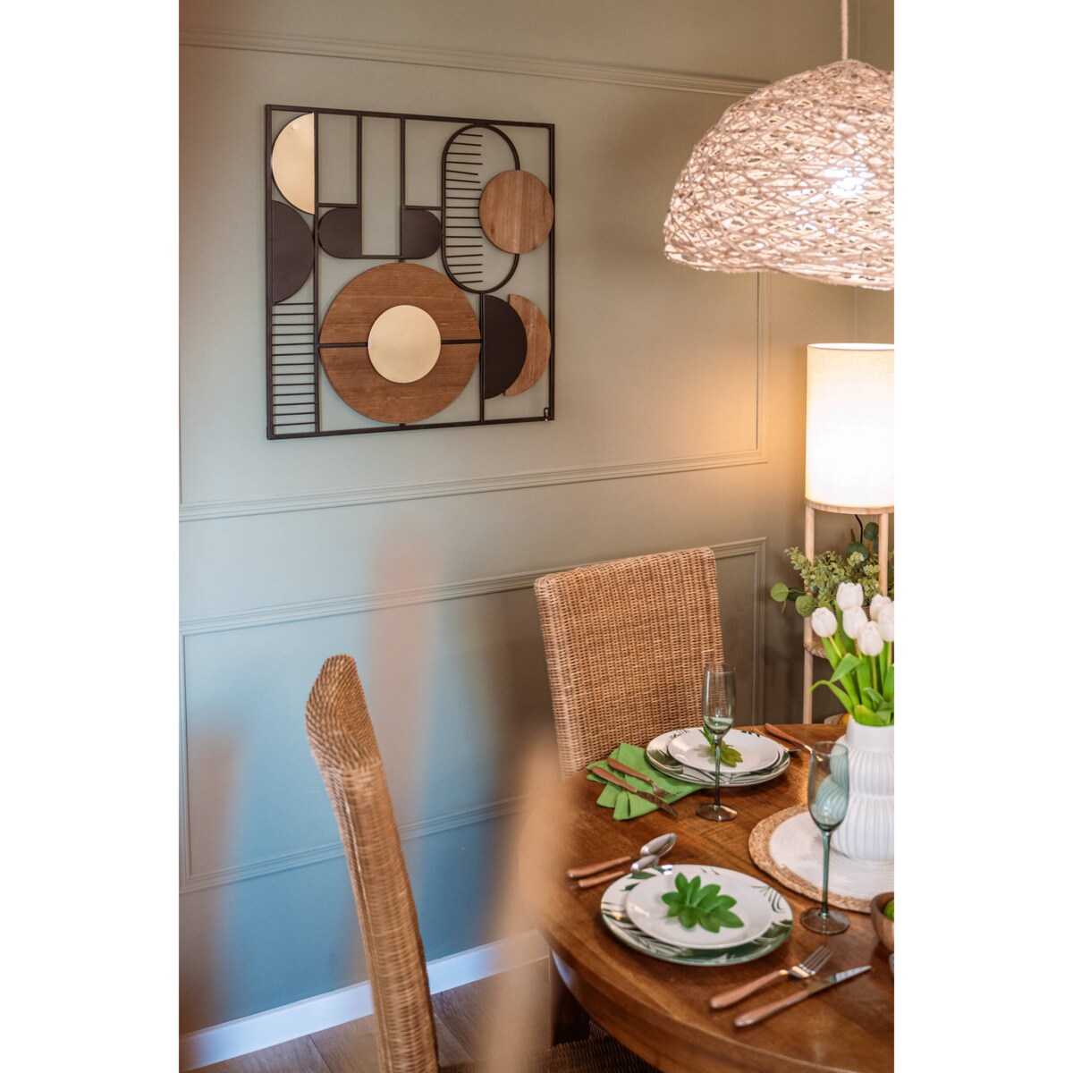 Ozdoba na ścianę metalowa Aenor, geometryczna, 70 x 70 cm