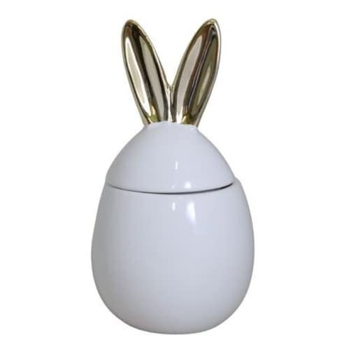 Dekoracja - jajko ceramiczne 19x10x10 cm otwierane OREJADA białe