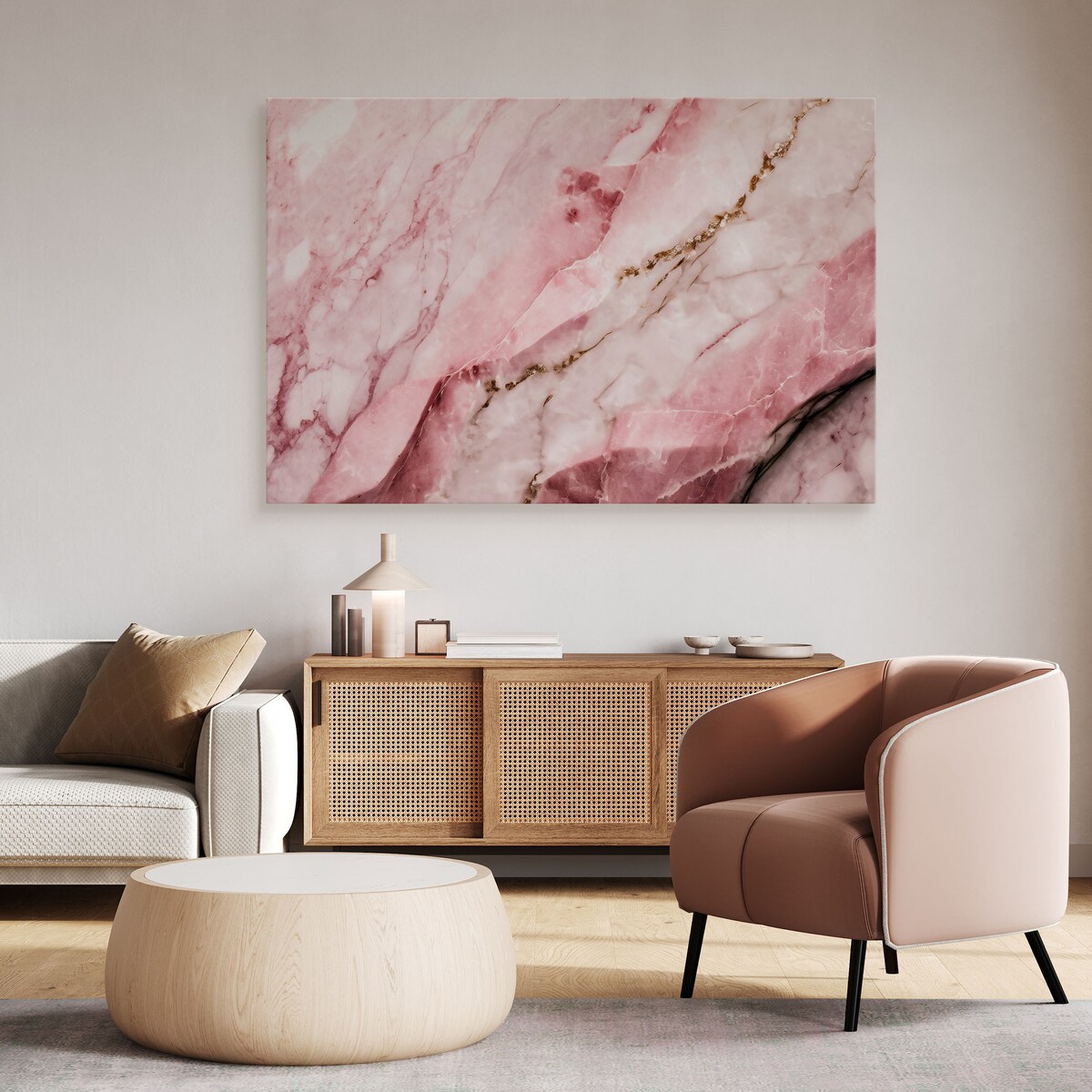 OBRAZ DO SYPIALNI RÓŻOWY MARMUR ABSTRAKCJA STYL GLAMOUR 40x30cm