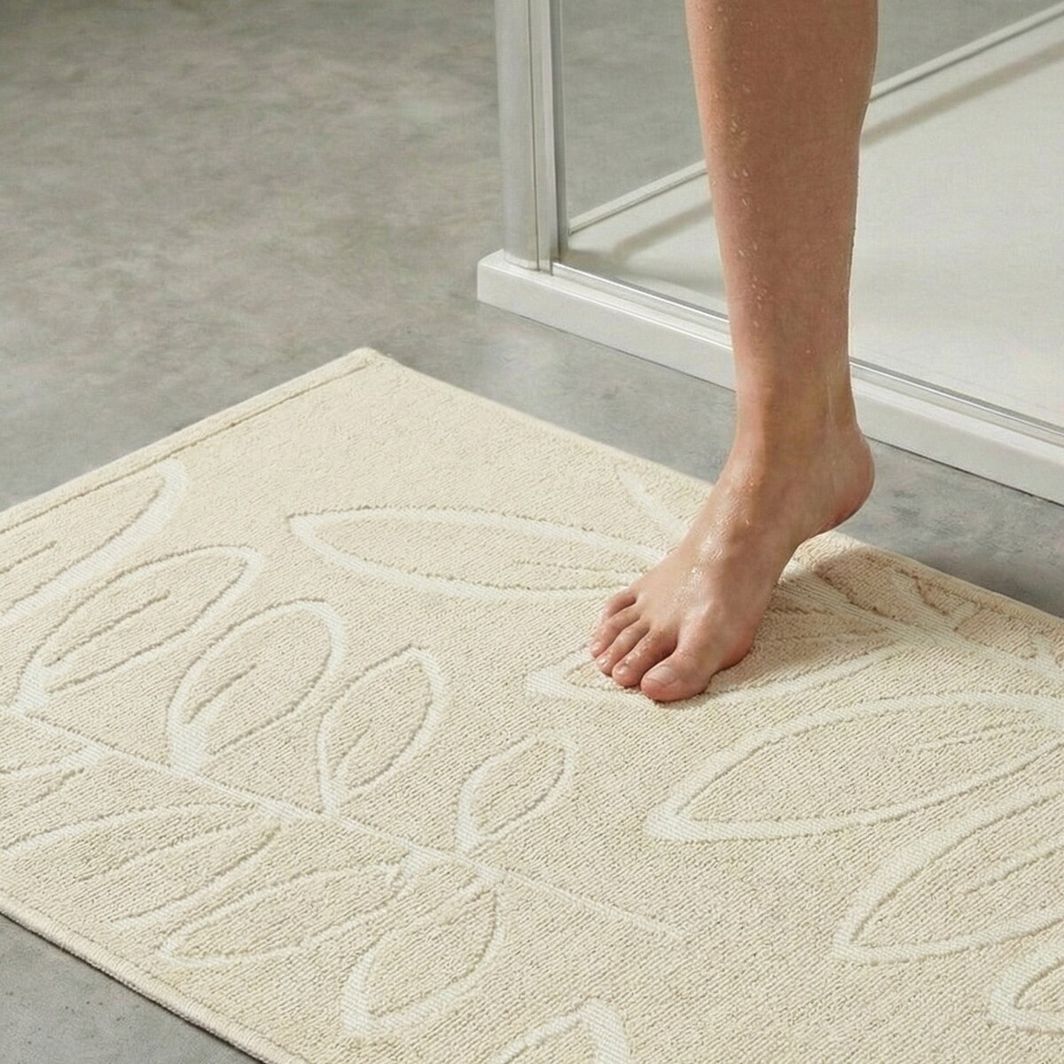 Zestaw 2 szt Dywanik bawełniany 60x90 cm Lino antypoślizgowy egipski do prania pokoju łazienki Roślinny beżowy