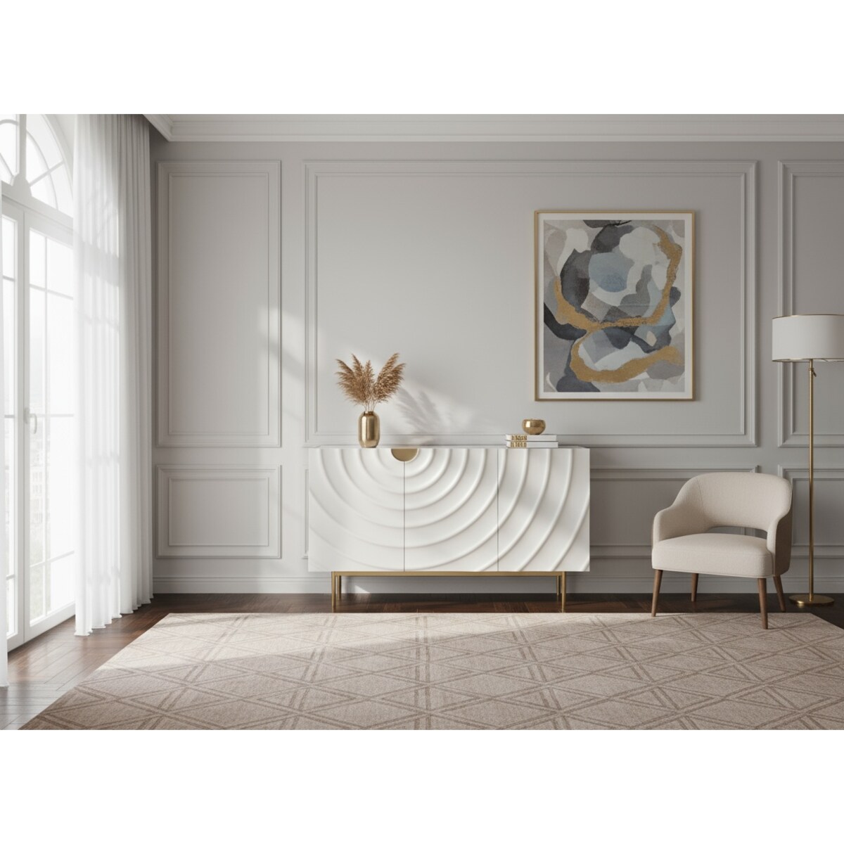 Komoda złota Primavera Glamour Premium 150x40x86