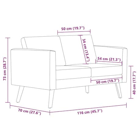 vidaXL Sofa 2-osobowa, materiałowa, ciemnoszara