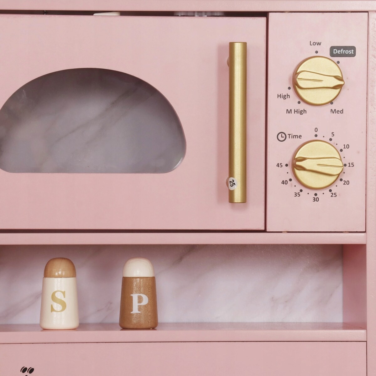 Różowa kuchnia XXL dla dzieci drewniana - dużo funkcji, pralka, piekarnik, lodówka PetitGold