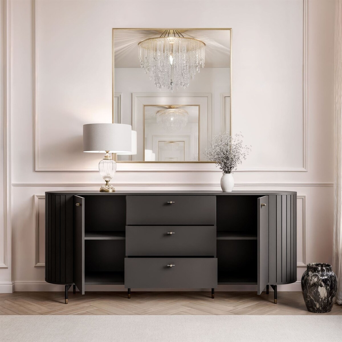 Komoda ELODIE 190 2D3S czarna