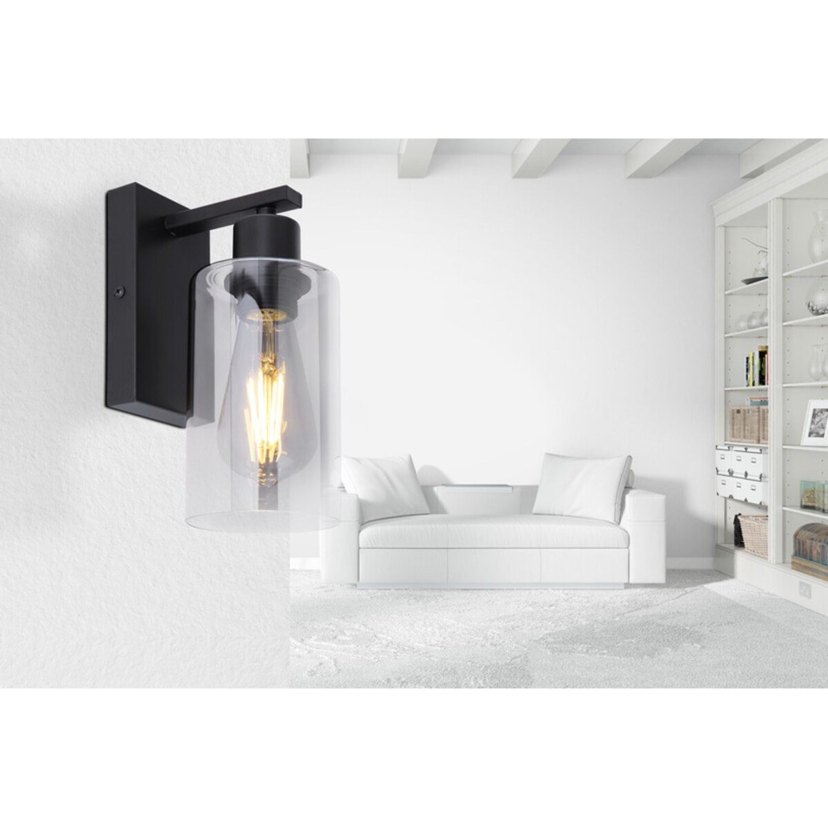 Ścienna lampa Hadera 15465W szklana czarna przydymiona