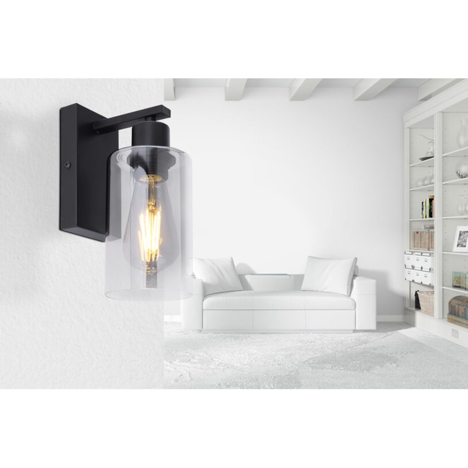 Ścienna lampa Hadera 15465W szklana czarna przydymiona